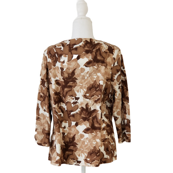 Dana Buchman T-shirt, flowered brown - Size L - Picture 2 of 5